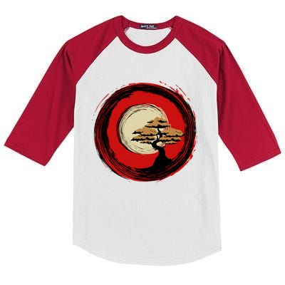 Bonsai Tree Japanese Chinese Zen Enso Circle Buddhist Yoga Funny Gift Kids Colorblock Raglan Jersey