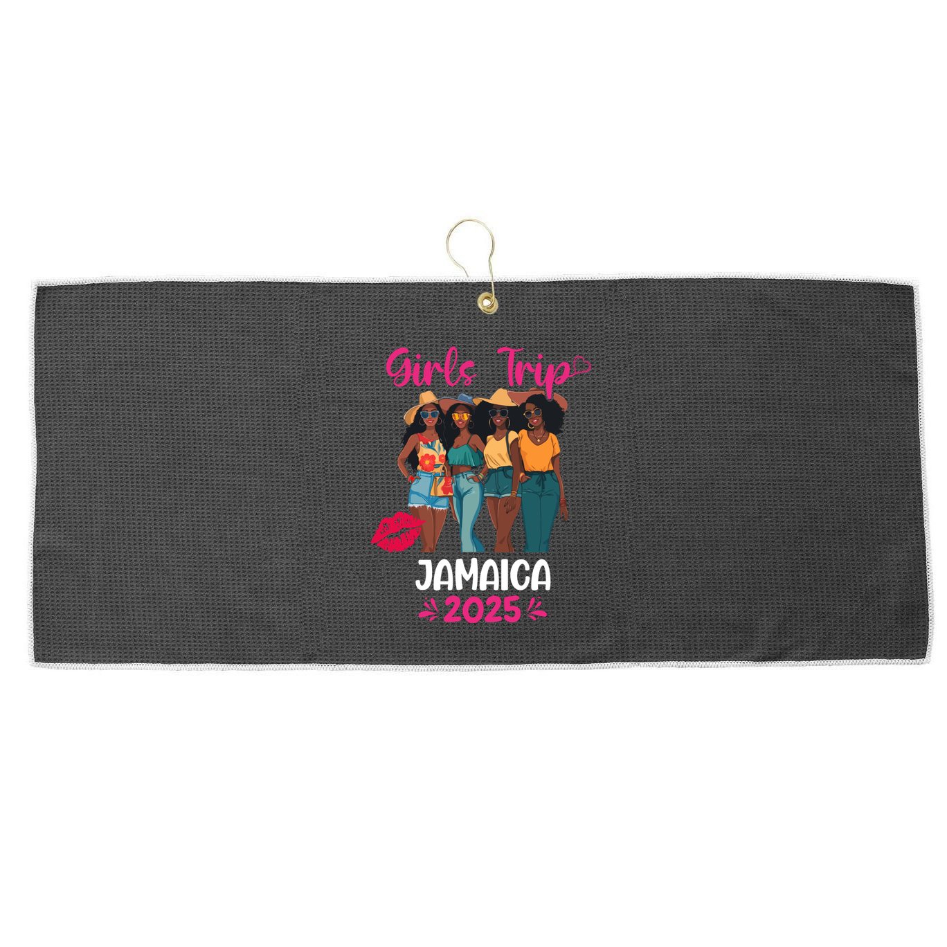 Black Trip Jamaica 2025 Vacation Matching Cute Gift Large Microfiber Waffle Golf Towel