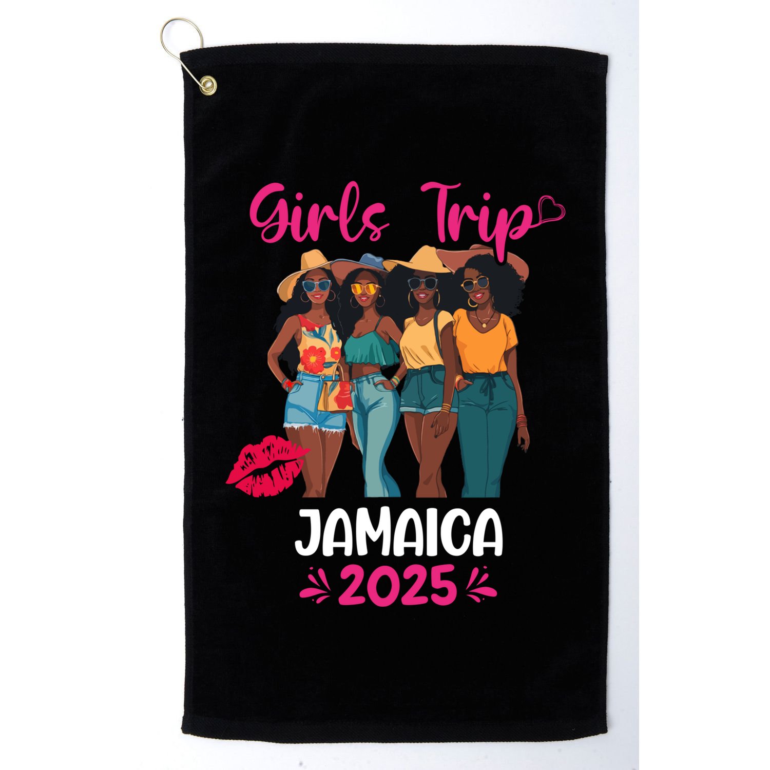 Black Trip Jamaica 2025 Vacation Matching Cute Gift Golf Towel