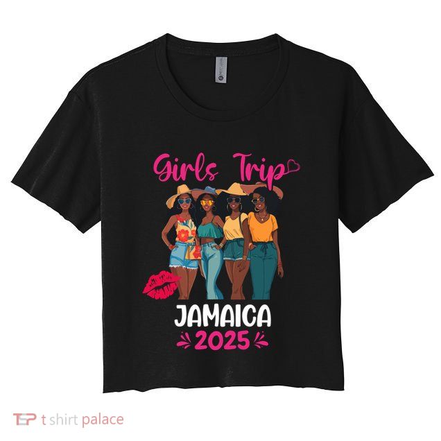Black Trip Jamaica 2025 Vacation Matching Cute Gift Crop Top