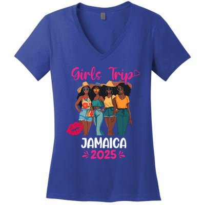 Black Trip Jamaica 2025 Vacation Matching Cute Gift Women's V-Neck T-Shirt
