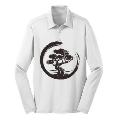 Bonsai Tree Japanese Art Zen Bonsai Master Silk Touch Performance Long Sleeve Polo