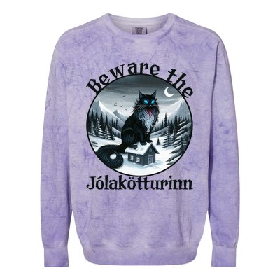 Beware The Jolakotturinn Yule Cat Icelandic Christmas Norse Colorblast Crewneck Sweatshirt