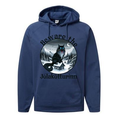 Beware The Jolakotturinn Yule Cat Icelandic Christmas Norse Performance Fleece Hoodie