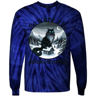 Beware The Jolakotturinn Yule Cat Icelandic Christmas Norse Tie-Dye Long Sleeve Shirt