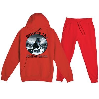 Beware The Jolakotturinn Yule Cat Icelandic Christmas Norse Premium Hooded Sweatsuit Set