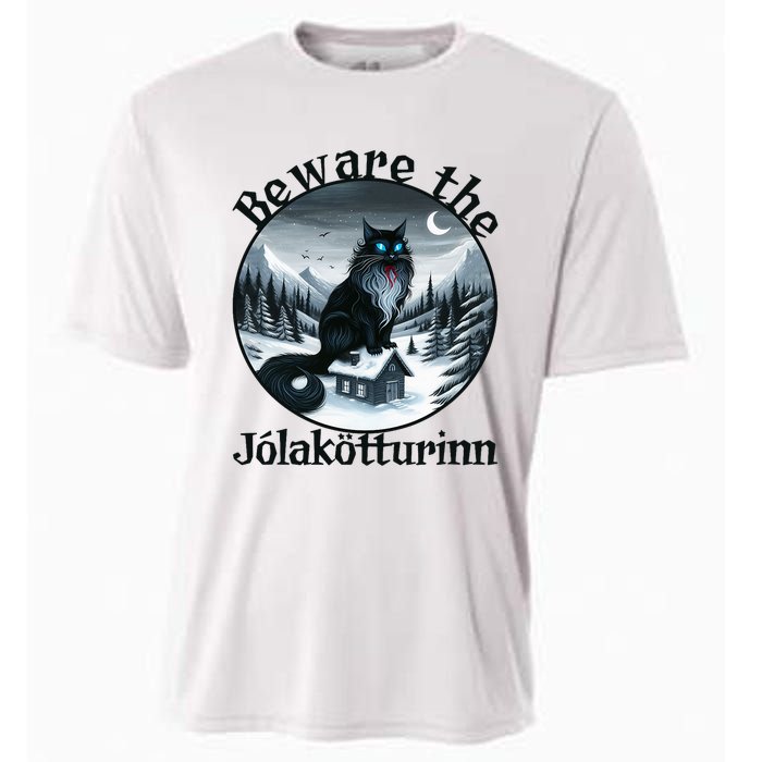 Beware The Jolakotturinn Yule Cat Icelandic Christmas Norse Cooling Performance Crew T-Shirt