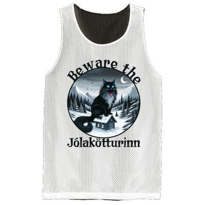 Beware The Jolakotturinn Yule Cat Icelandic Christmas Norse Mesh Reversible Basketball Jersey Tank