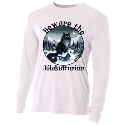 Beware The Jolakotturinn Yule Cat Icelandic Christmas Norse Cooling Performance Long Sleeve Crew