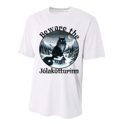 Beware The Jolakotturinn Yule Cat Icelandic Christmas Norse Performance Sprint T-Shirt