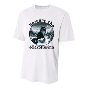 Beware The Jolakotturinn Yule Cat Icelandic Christmas Norse Youth Performance Sprint T-Shirt