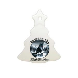 Beware The Jolakotturinn Yule Cat Icelandic Christmas Norse Ceramic Tree Ornament