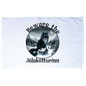 Beware The Jolakotturinn Yule Cat Icelandic Christmas Norse Microfiber Hand Towel