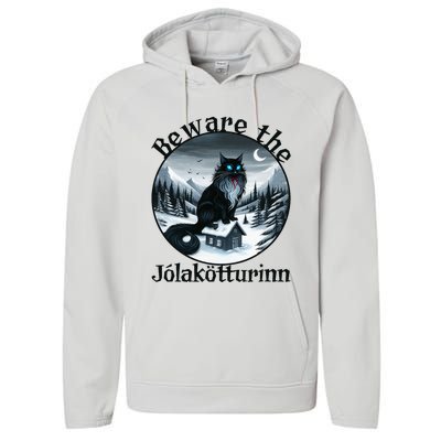 Beware The Jolakotturinn Yule Cat Icelandic Christmas Norse Performance Fleece Hoodie