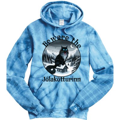 Beware The Jolakotturinn Yule Cat Icelandic Christmas Norse Tie Dye Hoodie