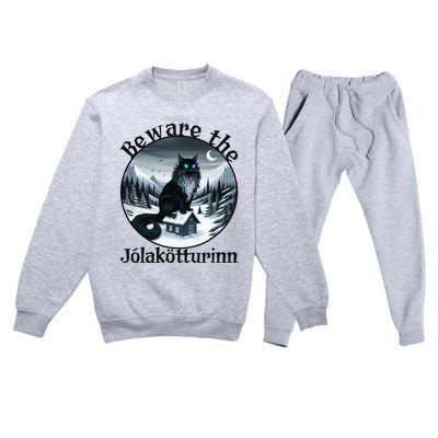 Beware The Jolakotturinn Yule Cat Icelandic Christmas Norse Premium Crewneck Sweatsuit Set