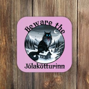 Beware The Jolakotturinn Yule Cat Icelandic Christmas Norse Coaster