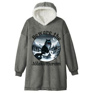 Beware The Jolakotturinn Yule Cat Icelandic Christmas Norse Hooded Wearable Blanket