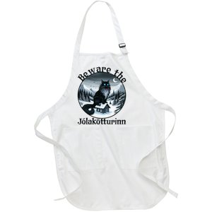 Beware The Jolakotturinn Yule Cat Icelandic Christmas Norse Full-Length Apron With Pockets