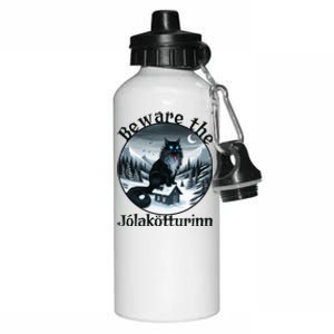 Beware The Jolakotturinn Yule Cat Icelandic Christmas Norse Aluminum Water Bottle