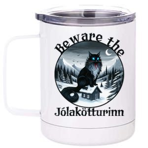 Beware The Jolakotturinn Yule Cat Icelandic Christmas Norse 12 oz Stainless Steel Tumbler Cup