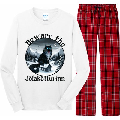 Beware The Jolakotturinn Yule Cat Icelandic Christmas Norse Long Sleeve Pajama Set