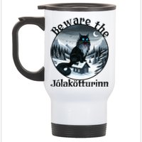 Beware The Jolakotturinn Yule Cat Icelandic Christmas Norse Stainless Steel Travel Mug