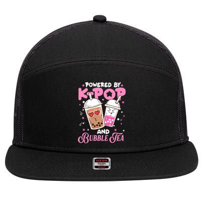 Boba Tea Kawaii Anime Girls Powered By Kpop And Bubble Tea 7 Panel Mesh Trucker Snapback Hat