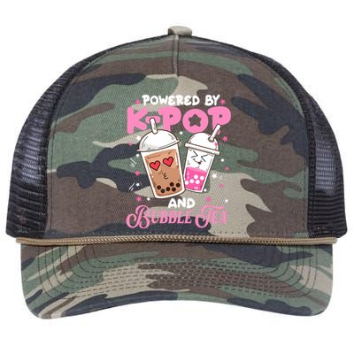 Boba Tea Kawaii Anime Girls Powered By Kpop And Bubble Tea Retro Rope Trucker Hat Cap