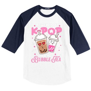 Boba Tea Kawaii Anime Girls Powered By Kpop And Bubble Tea Baseball Sleeve Shirt