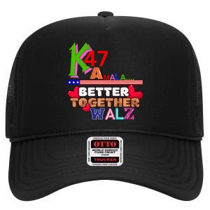 Better Together Kamala Walz Presidential Political Statement High Crown Mesh Back Trucker Hat