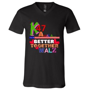 Better Together Kamala Walz Presidential Political Statement V-Neck T-Shirt