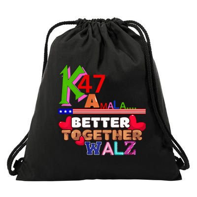 Better Together Kamala Walz Presidential Political Statement Drawstring Bag