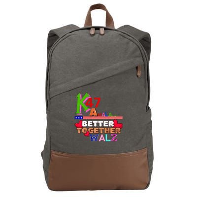 Better Together Kamala Walz Presidential Political Statement Cotton Canvas Backpack