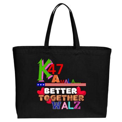 Better Together Kamala Walz Presidential Political Statement Cotton Canvas Jumbo Tote