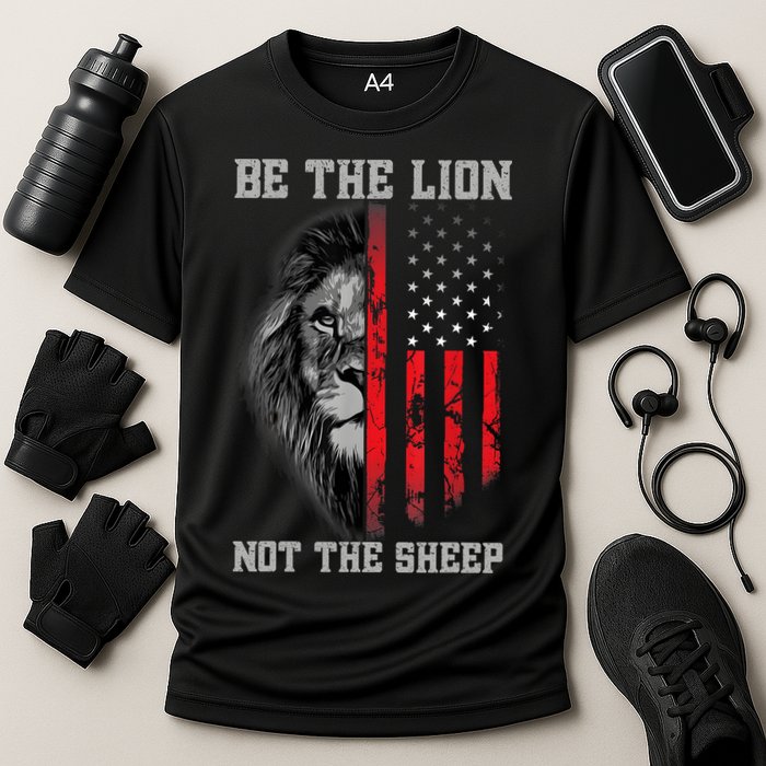 Be The Lion Not The Sheep Patriotic Lion American Patriot Cooling Performance Crew T-Shirt