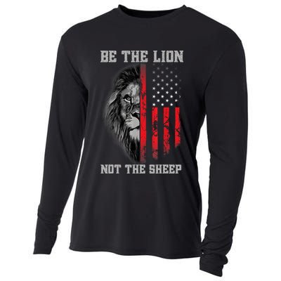 Be The Lion Not The Sheep Patriotic Lion American Patriot Cooling Performance Long Sleeve Crew