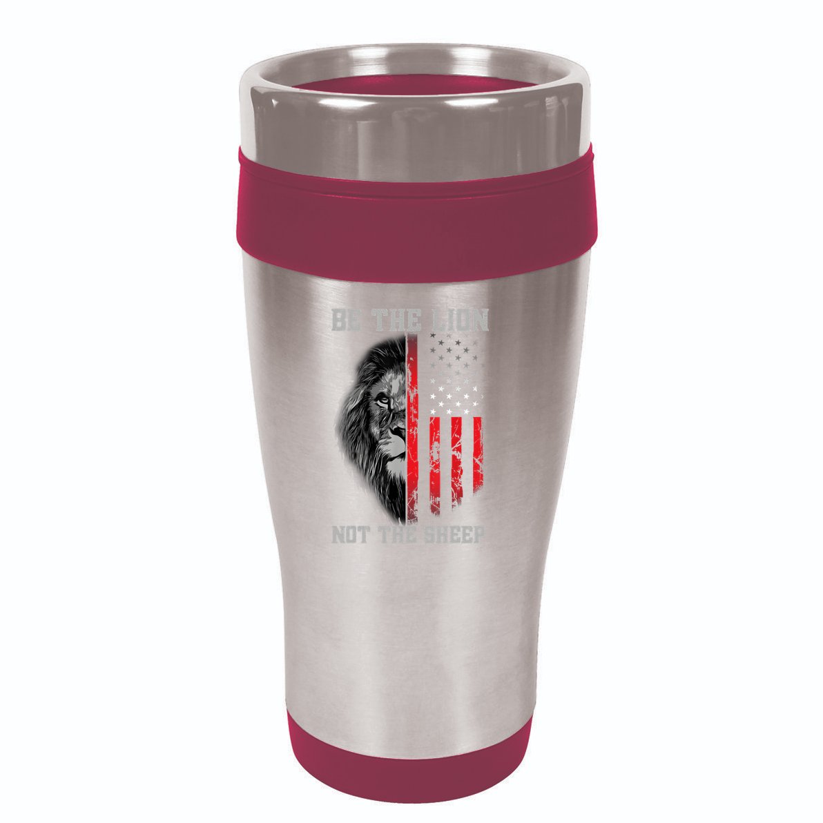 Be The Lion Not The Sheep Patriotic Lion American Patriot 16oz Travel Tumbler