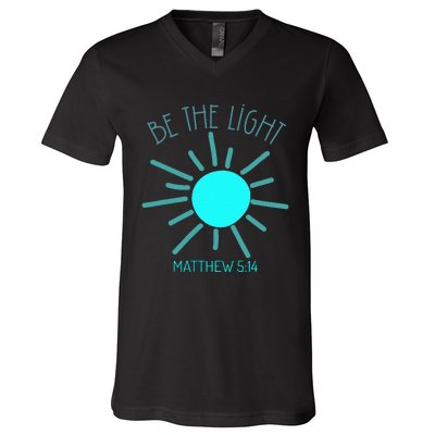 Be The Light Faith Religious Jesus Christian V-Neck T-Shirt