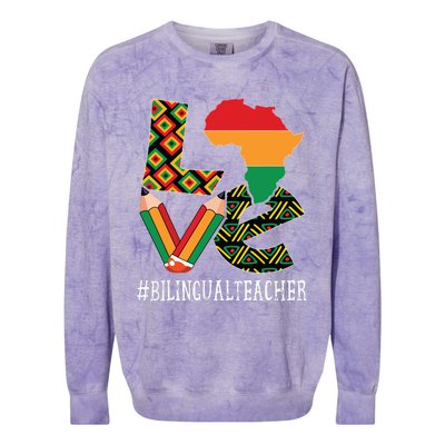 Bilingual Teacher Love African American Black History Month Colorblast Crewneck Sweatshirt