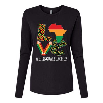 Bilingual Teacher Love African American Black History Month Womens Cotton Relaxed Long Sleeve T-Shirt