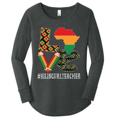 Bilingual Teacher Love African American Black History Month Women's Perfect Tri Tunic Long Sleeve Shirt