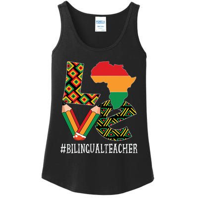 Bilingual Teacher Love African American Black History Month Ladies Essential Tank