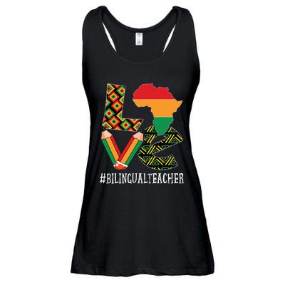 Bilingual Teacher Love African American Black History Month Ladies Essential Flowy Tank