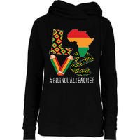 Bilingual Teacher Love African American Black History Month Womens Funnel Neck Pullover Hood