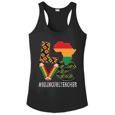 Bilingual Teacher Love African American Black History Month Ladies PosiCharge Competitor Racerback Tank