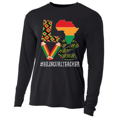 Bilingual Teacher Love African American Black History Month Cooling Performance Long Sleeve Crew