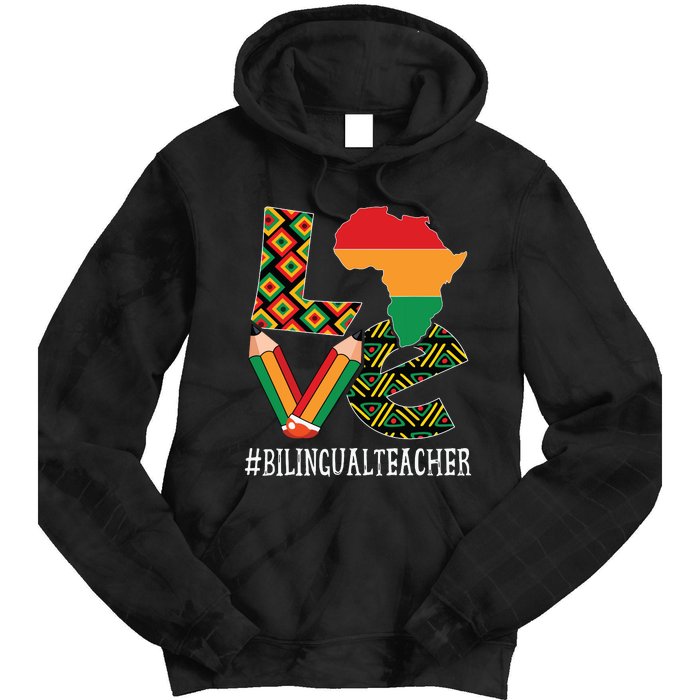 Bilingual Teacher Love African American Black History Month Tie Dye Hoodie