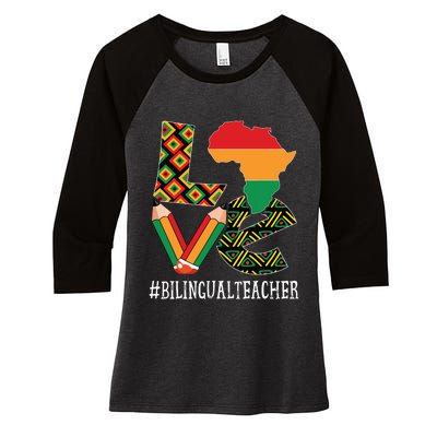 Bilingual Teacher Love African American Black History Month Women's Tri-Blend 3/4-Sleeve Raglan Shirt