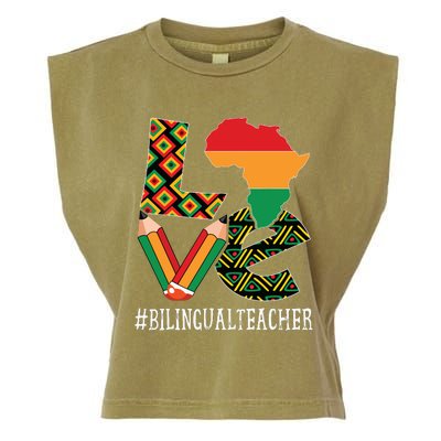 Bilingual Teacher Love African American Black History Month Garment-Dyed Women's Muscle Tee